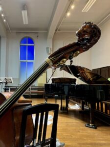 contrabass and piano after the concert in Shimanouchi Church