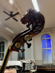 Head part of Contrabass placed at the concert of Naoki Kita Quartette